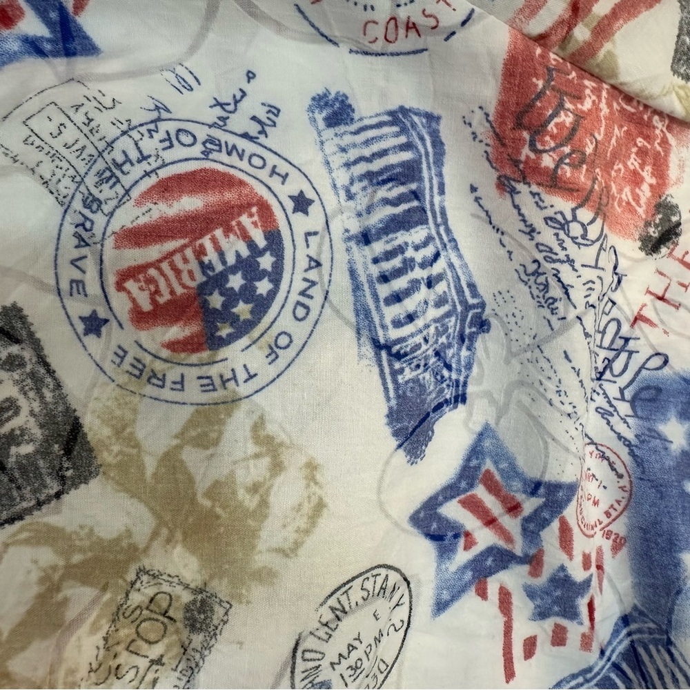 Alia Petites Patriotic Americana Button Down Blouse | Size 16P | 3/4 Sleeve EUC - Picture 11 of 12